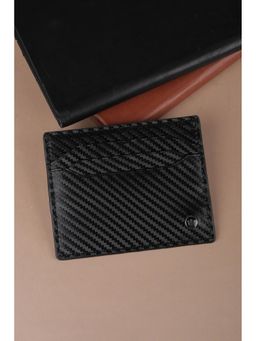 Louis Philippe - Men Black Textured Leather Card Case