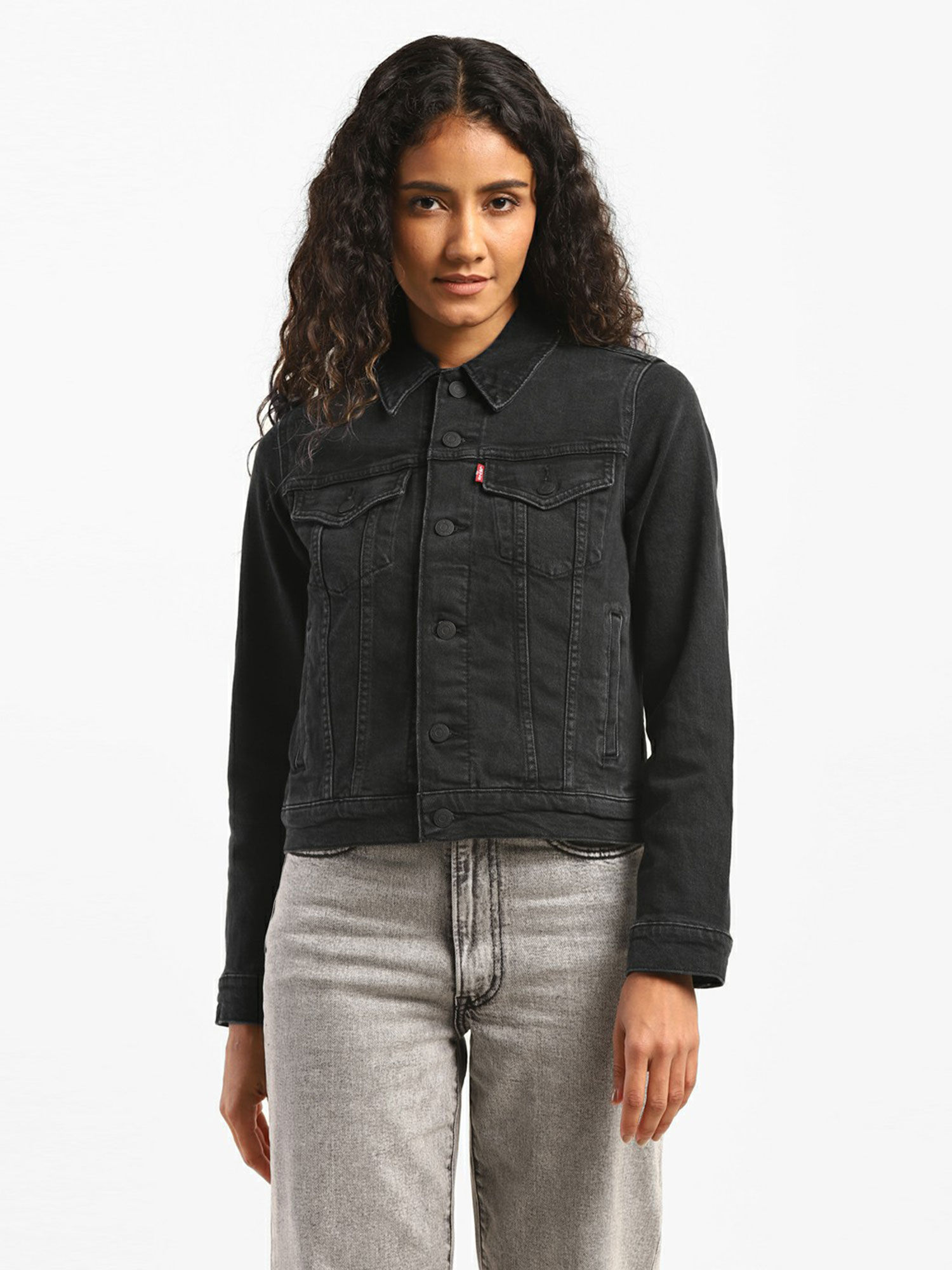 Buy Levi's Women Black Denim Jacket 