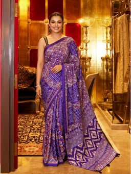 Nyri - Printed Mirrorwork Modal Silk Saree - Purple