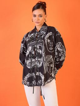 Uptownie - Women's Black Printed Shirt