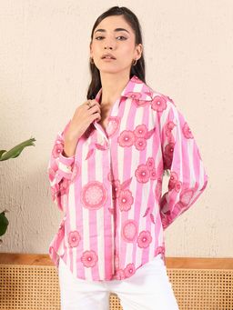 Uptownie - Women's Pink Stripes Shirt