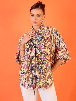 Uptownie - Women's Yellow Abstract Shirt