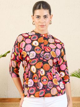Uptownie - Women's Black Abstract Shirt