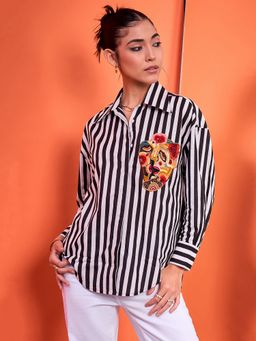 Uptownie - Women's Black Stripes Shirt