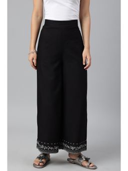 W - Black Rayon Straight Parallel Pants