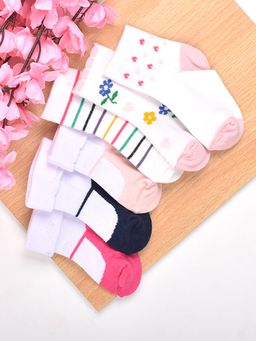 Footprints - Super Soft Organic Cotton Kids Socks -Fold & Flower Pack of 6 (6-12 Months)