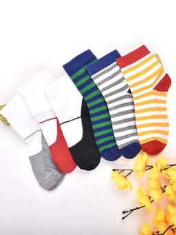 Footprints - Super Soft Organic Cotton Kids Socks -Fold & Colorfull Stripes Pack of 6 (12-24 Months)