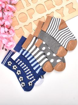 Footprints - Super Soft Organic Cotton Kids Socks-Blue Baseball & P4 Grey Pack of 7 (12-24 Months)