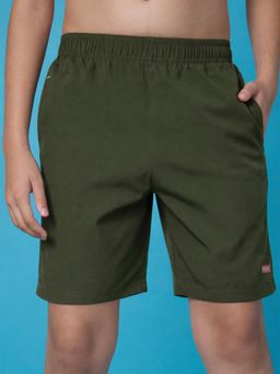 LYCOT - Boys Athletic All Purpose Olive Solid Sports Shorts