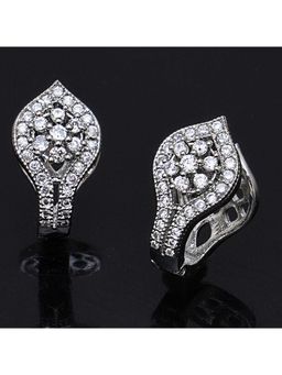 Karatcart - American Diamond Silver-Tone Cuff Earrings