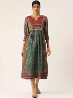 Jaipur Morni - Green cotton printed kurti dress