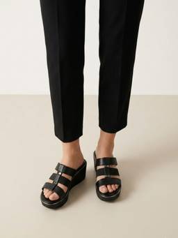 Koblerr - Black Comfort Wedge Slip-On Sandals