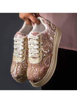 RETTROSE - Pink Khwaab Embellished Sneakers