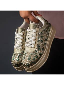 RETTROSE - Olive Afsana Embellished Sneakers