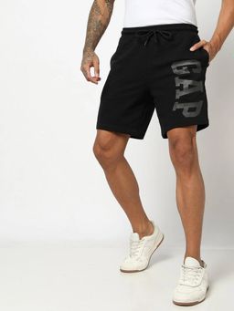 GAP - Men Black Cotton Mid Waist Shorts