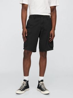 GAP - Men Black Cotton Mid Waist Shorts
