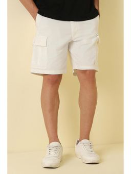 Allen Solly - Men White Cotton Blend Mid Waist Shorts