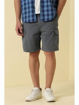Allen Solly - Men Grey Cotton Blend Mid Waist Shorts