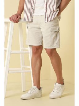 Allen Solly - Men White Cotton Blend Mid Waist Shorts