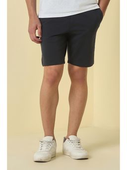 Allen Solly - Men Black Cotton Blend Mid Waist Shorts