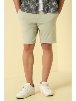 Allen Solly - Men Green Cotton Blend Mid Waist Shorts