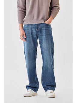 Snitch - Men Blue Cotton Mid Waist Jeans