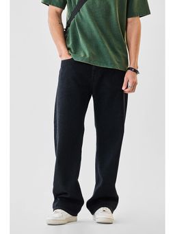 Snitch - Men Black Cotton Mid Waist Jeans
