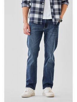 Snitch - Men Blue Cotton Blend Mid Waist Jeans