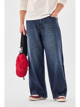 Snitch - Men Blue Cotton Mid Waist Jeans