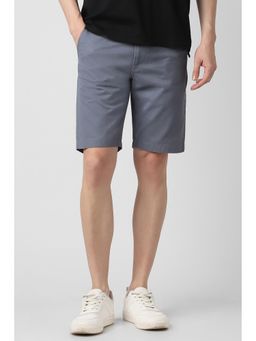 Peter England - Men Grey Cotton Mid Waist Shorts