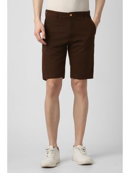 Peter England - Men Brown Cotton Mid Waist Shorts