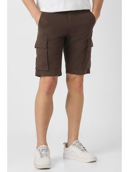 Peter England - Men Brown Cotton Mid Waist Shorts
