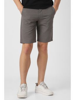 Peter England - Men Grey Cotton Mid Waist Shorts