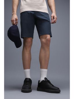 Van Heusen - Men Navy Blue Polyester Mid Waist Shorts