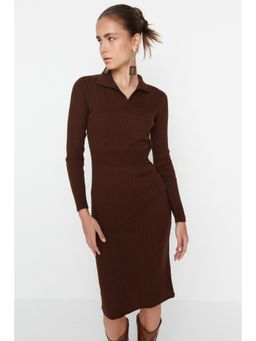 Trendyol - Womens Brown Textured Dress