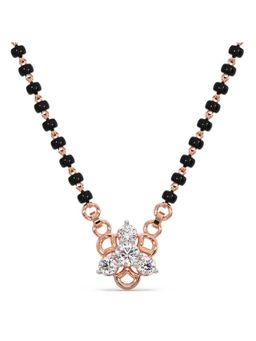 Candere by Kalyan Jewellers - 14K Rose Gold BIS Hallmark & Cubic Zirconia Aarya Mangalsutra Pendant with chain for women (2.64)