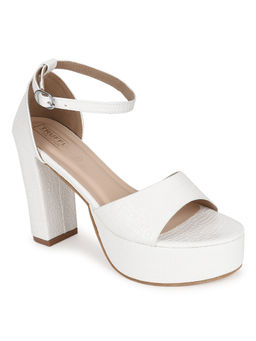 Truffle Collection - White Animal Print Heels