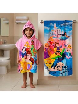 Athom Living - Disney Princess Pink Theme Kids Bath Towel & Poncho Hooded (Pack of 2)