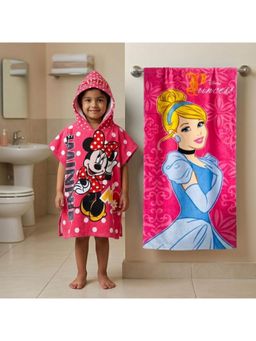 Athom Living - Disney Princess Theme Kids Bath Towel & Minnie Mouse Poncho Hooded (Pack of 2)