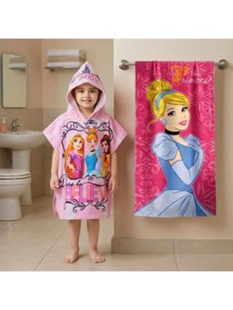 Athom Living - Disney Frozen Theme Kids Bath Towel & Disney Princess Poncho Hooded (Pack of 2)