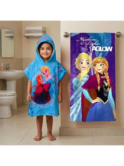 Athom Living - Disney Frozen Elsa & Anna Theme Kids Bath Towel & Poncho Hooded (Pack of 2)