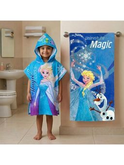 Athom Living - Blue Disney Frozen Theme Kids Bath Towel & Poncho Hooded (Pack of 2)