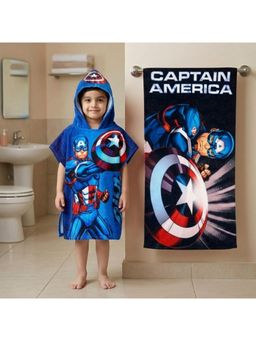 Athom Living - Captian America Theme Kids Bath Towel & Hooded Poncho (Pack of 2)