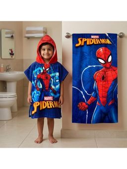 Athom Living - Marvel Spiderman Theme Kids Bath Towel & Poncho Hooded (Pack of 2)