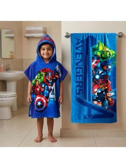 Athom Living - Blue Avengers Theme Kids Bath Towel & Poncho Hooded (Pack of 2)