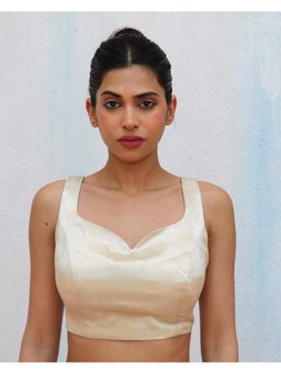 Chidiyaa - Cream Tarni Mashru Silk Stitched Blouse