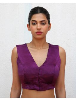 Chidiyaa - Purple Sarita Mashru Silk Stitched Blouse