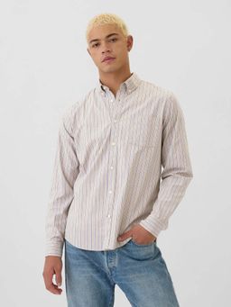 GAP - Men Stripes Beige Cotton Shirt