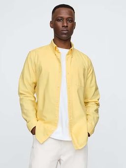 GAP - Men Solid Yellow Cotton Shirt