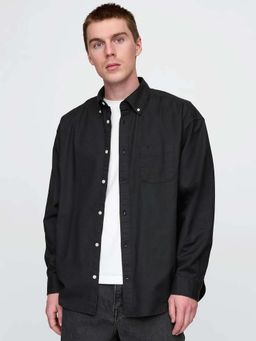 GAP - Men Black Solid Cotton Shirt